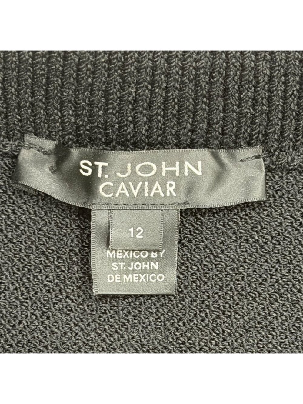St. John Caviar Womens Size 12 Santana Knit Skirt Black Pencil Skirt Pull-On - Picture 3 of 7